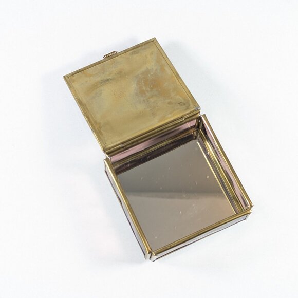 1990s Glass and brass trinket box handcrafted Via Vermont Mexico jewelry box - Picture 8 of 11